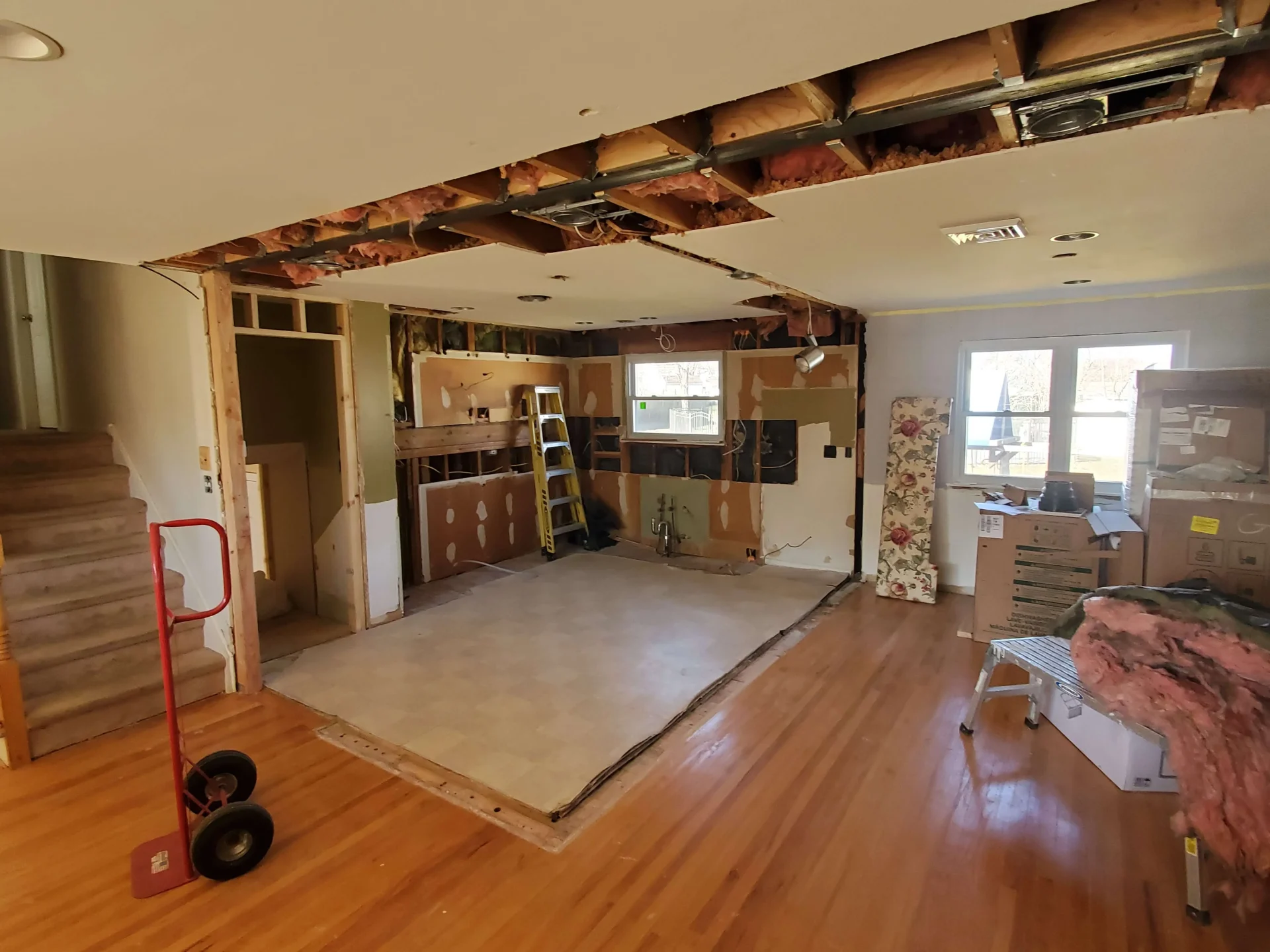 Open concept basement remodel before