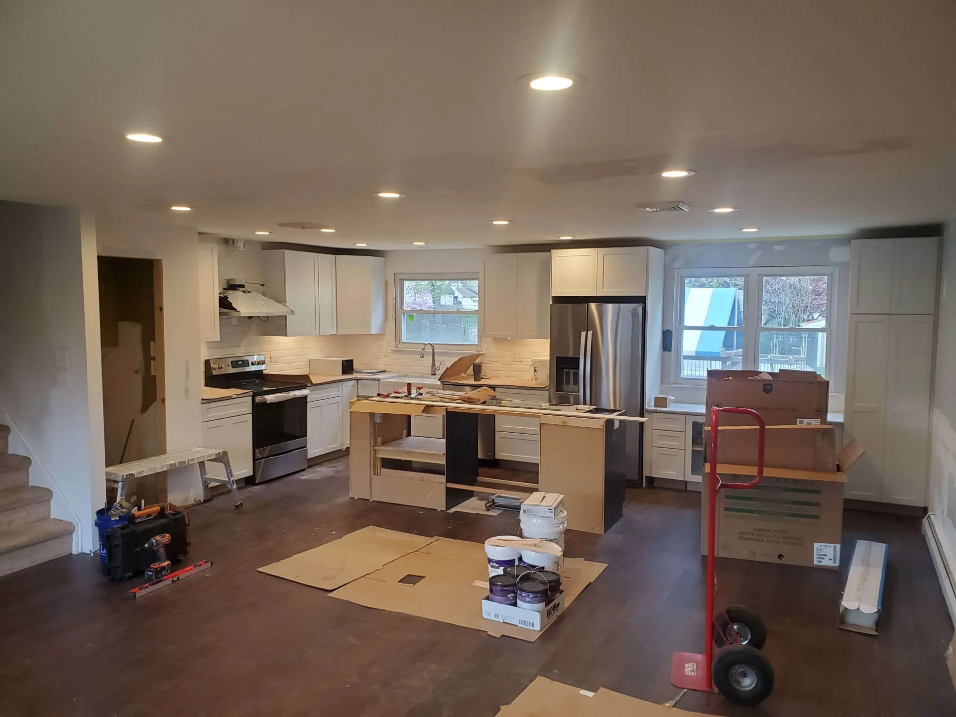 Open concept basement remodel before